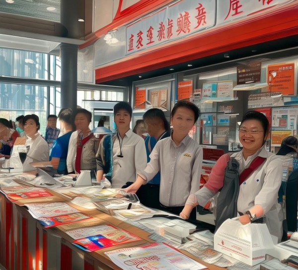 慈溪长三角商贸城服务台，商贸城内便民高效的服务枢纽